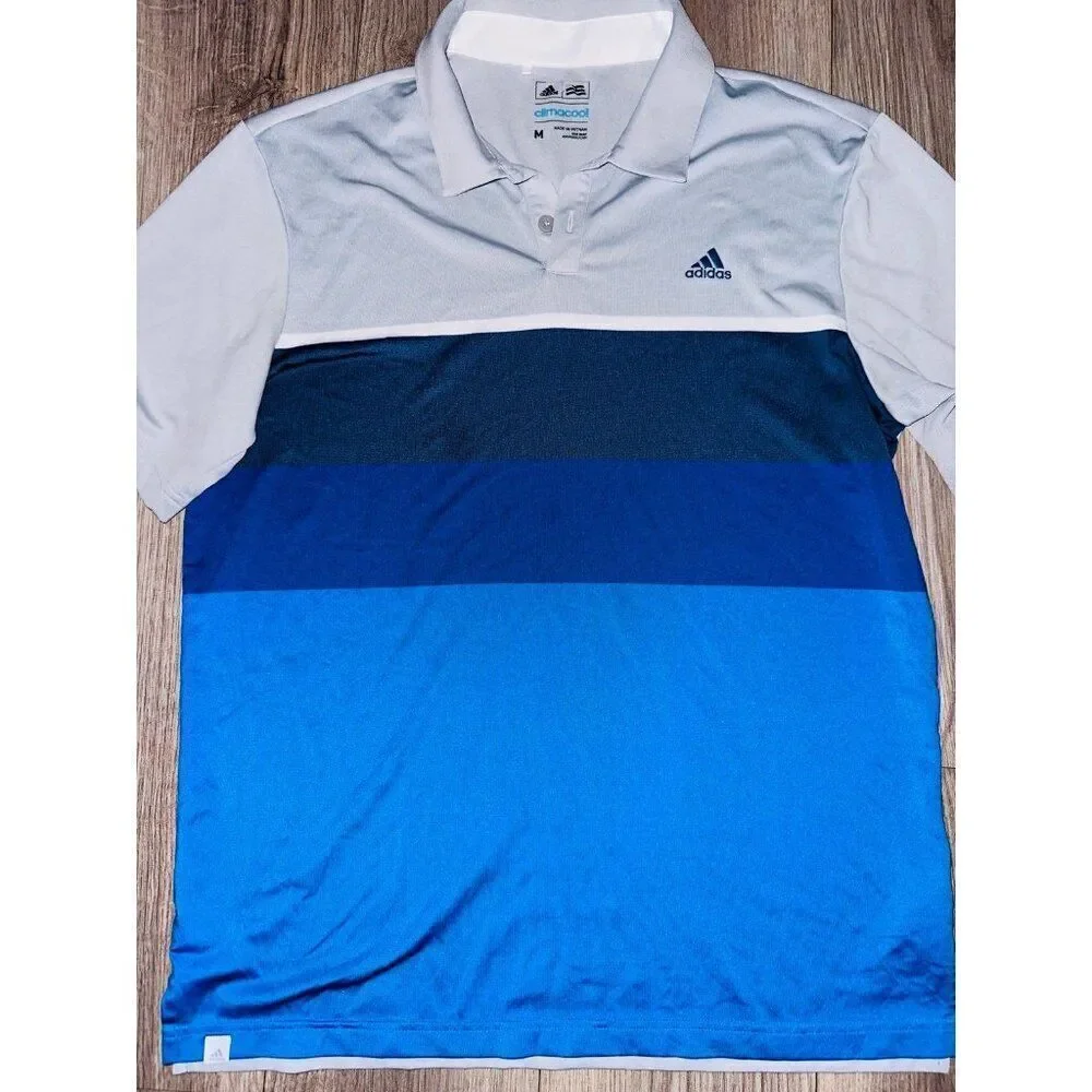 FB1‎ Adidas Climacool 3-Stripes Shoulder Polo Men's Golf Medium Shirt Top
